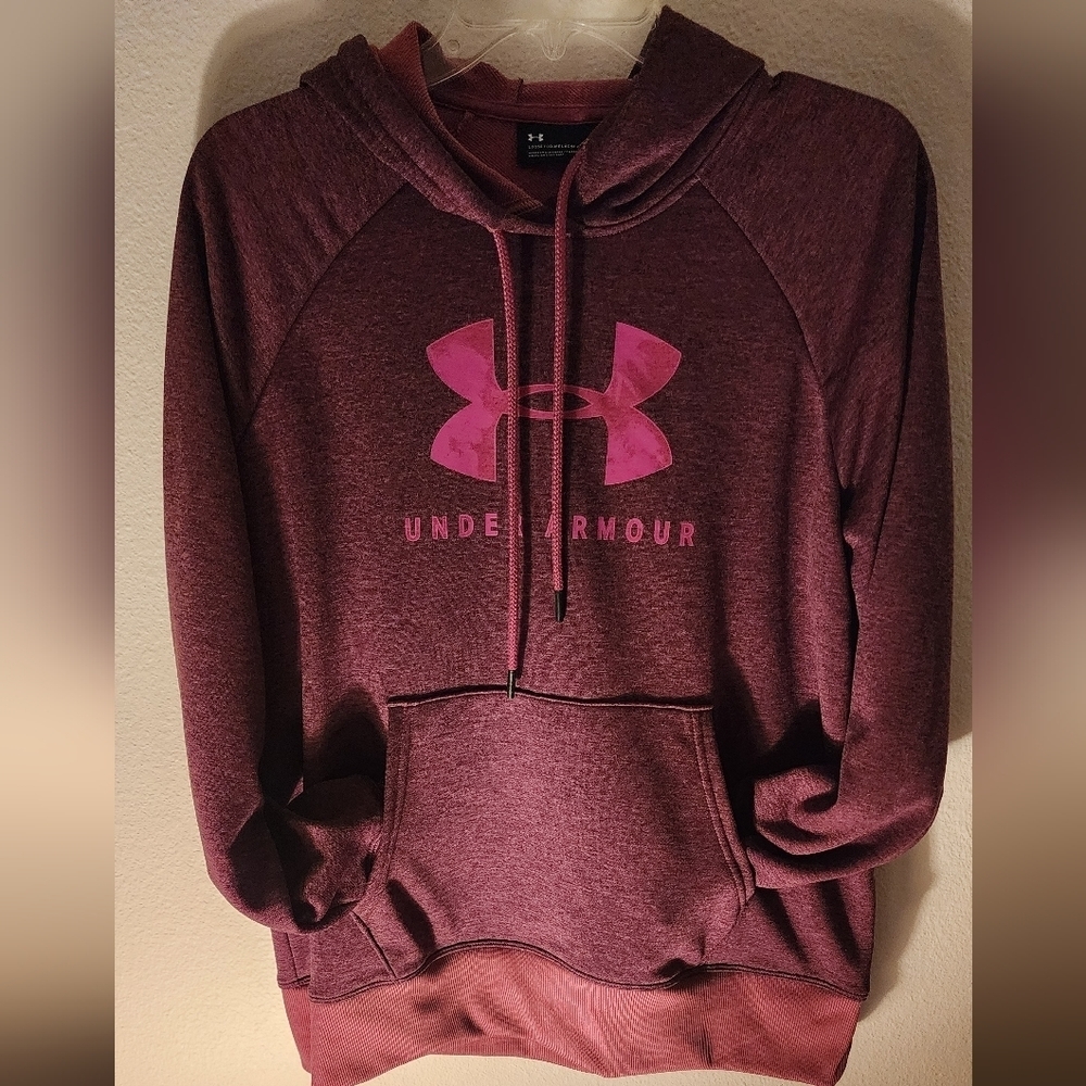 Under Armour Women's Rival Fleece Logo Hoodie Pullover Plum Color Sz M